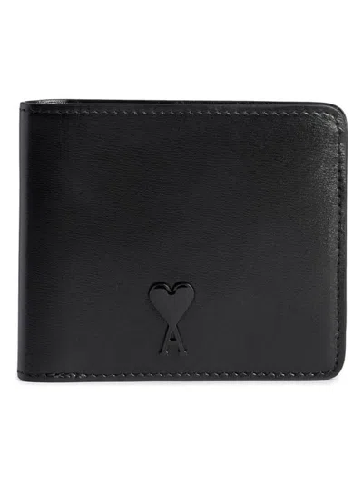 Ami Alexandre Mattiussi Men's Ami De Coeur Bi-fold Leather Wallet In Black
