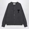 Ami Alexandre Mattiussi Ami Paris Grey Ami De Coeur Cardigan Men In Gray
