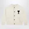 Ami Alexandre Mattiussi Ami Paris White Ami De Coeur Cardigan Men In White