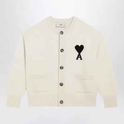 Ami Alexandre Mattiussi Heart Friend Cardigan Front Pockets In White