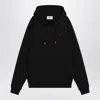 Ami Alexandre Mattiussi Ami Black Cotton Hoodie With Embroidered Logo And Functional Pockets In Black