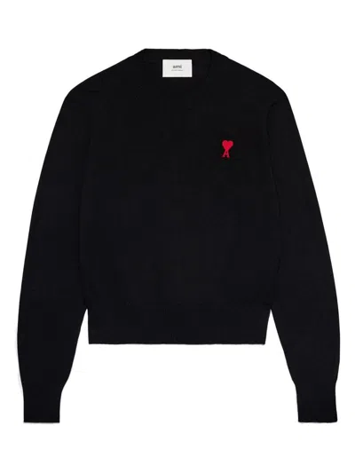 Ami Alexandre Mattiussi Logo-embroidered Wool Jumper In Black