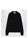 Ami Alexandre Mattiussi Ami Paris Ami De Coeur Patch Merino Wool Cardigan In Blue