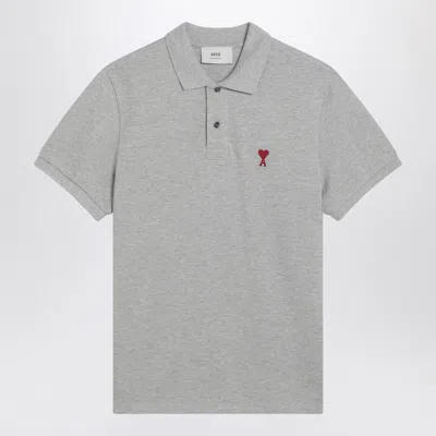 Ami Alexandre Mattiussi Ami Paris Ami De Coeur Grey Polo Shirt Men In Gray