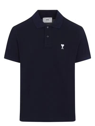 Ami Alexandre Mattiussi Men's Ami De Coeur Polo T-shirt In Blue