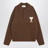 Ami Alexandre Mattiussi Ami Paris Ami Paris De Coeur Polo Sweater In Hazelnut Color In Brown