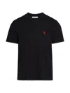 Ami Alexandre Mattiussi Ami Paris Men Black T-shirt With Ami De Coeur Embroidery On The Front In Cotton Man In Black