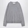 Ami Alexandre Mattiussi Ami Paris Ribbed Hem Sweater With Embroidered Logo In Gray