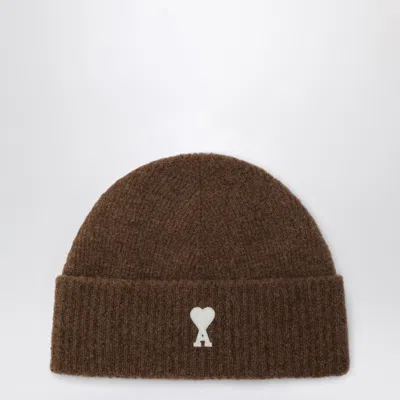Ami Alexandre Mattiussi Men's Ami De Coeur Wool Beanie In Brown