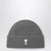 Ami Alexandre Mattiussi Ami Paris Ami De Coeur Grey Wool Beanie Men In Gray