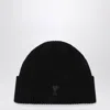 Ami Alexandre Mattiussi Ami Paris Ami De Coeur Black Wool Hat Men In Black