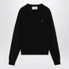 Ami Alexandre Mattiussi Black Crewneck Sweatshirt With Adc Embroidery In Cotton Blend Man In Black