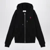 Ami Alexandre Mattiussi Zip-up Hoodie With Kangaroo Pocket And Drawstring Hood In Black
