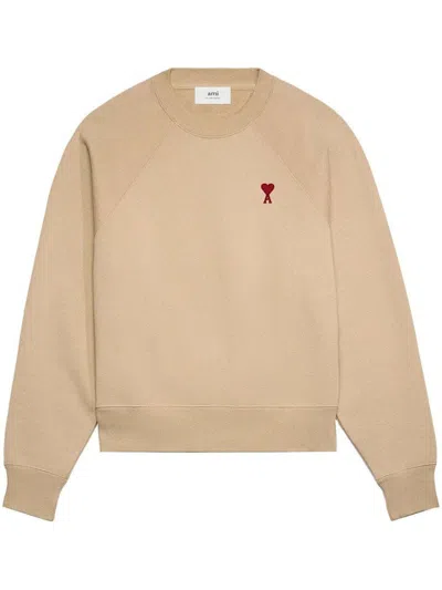 Pre-owned Ami Alexandre Mattiussi Men's Ami Paris Ami De Coeur Crewneck Sweatshirt In Champagne
