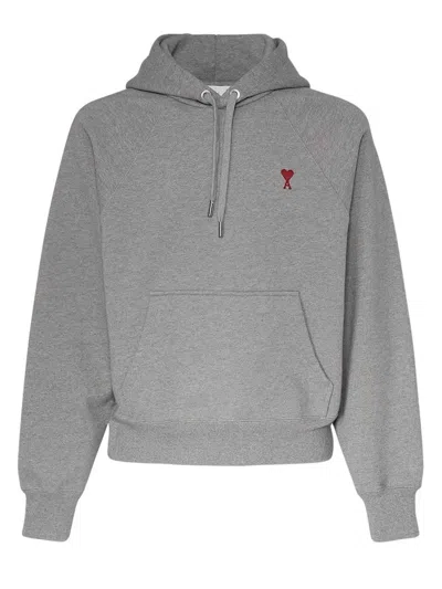 Pre-owned Ami Alexandre Mattiussi Men's Ami Paris Ami De Coeur Hoodie In Grey