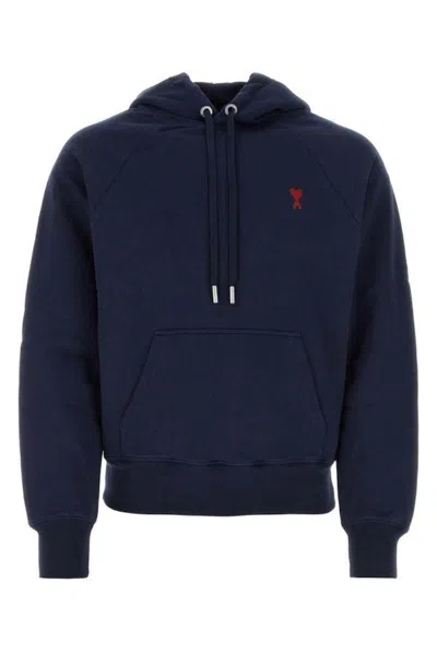 Pre-owned Ami Alexandre Mattiussi Men's Ami Paris Ami De Coeur Hoodie In Navy Blue