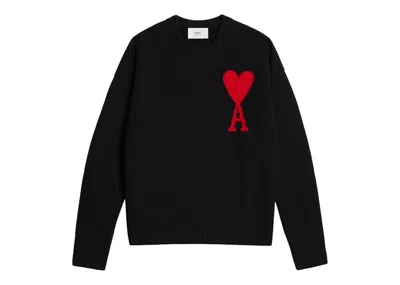 Pre-owned Ami Alexandre Mattiussi Men's Ami Paris Ami De Coeur Intarsiaknitted Felted Merino Wool Crewneck Sweatshirt Oversized Sweate In Multi