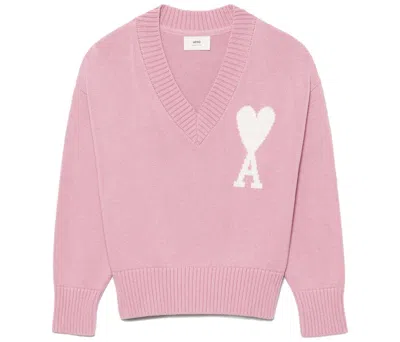 Pre-owned Ami Alexandre Mattiussi Men's Ami Paris Ami De Coeur Sweater In Pink