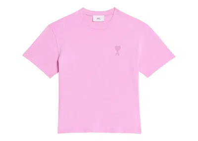 Pre-owned Ami Alexandre Mattiussi Men's Ami Paris Ami De Coeur Tonal Boxy Fit T-shirt In Candy Pink