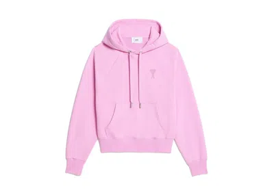 Pre-owned Ami Alexandre Mattiussi Men's Ami Paris Ami De Coeur Tonal Popover Boxy Fit Hoodie In Candy Pink