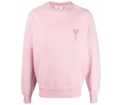Pre-owned Ami Alexandre Mattiussi Men's Ami Paris Ami De Coeur Tonal Sweatshirt In Pale Pink