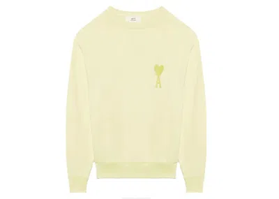 Pre-owned Ami Alexandre Mattiussi Men's Ami Paris Ami De Coeur Tonal Sweatshirt In Yellow