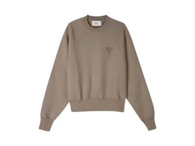 Pre-owned Ami Alexandre Mattiussi Men's Ami Paris Ami De Coeur Toneontone Sweatshirt In Beige
