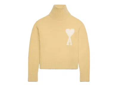 Pre-owned Ami Alexandre Mattiussi Men's Ami Paris Cloudy Wool Ami De Coeur Sweater In Vanilla Cream/ivory