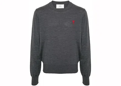 Pre-owned Ami Alexandre Mattiussi Men's Ami Paris De Coeur Sweater Sweater In Heather Grey
