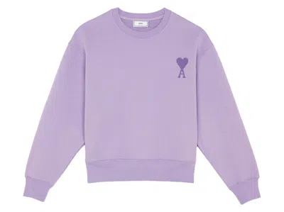 Pre-owned Ami Alexandre Mattiussi Men's Ami Paris Heart Friend Boxy Fit Tonal Crewneck Sweatshirt In Lilac