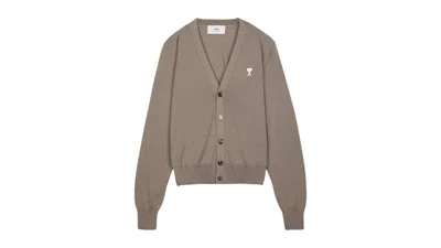 Pre-owned Ami Alexandre Mattiussi Men's Ami Paris Logo Cardigan In Beige In Sand