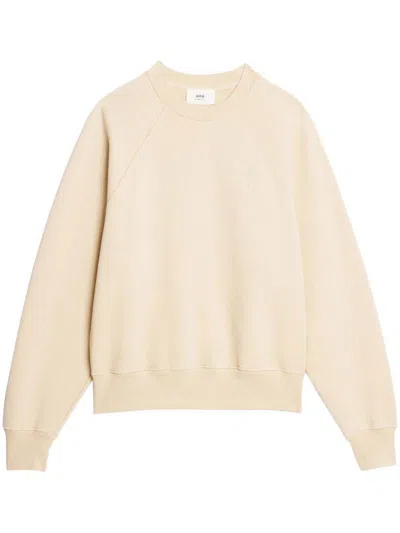 Pre-owned Ami Alexandre Mattiussi Men's Ami Paris Logo Sweatshirt In Beige