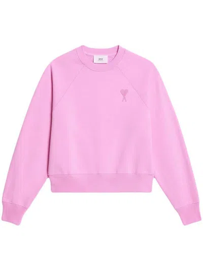 Pre-owned Ami Alexandre Mattiussi Men's Ami Paris Logo Sweatshirt In Pink