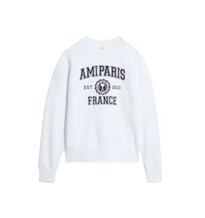 Pre-owned Ami Alexandre Mattiussi Men's Ami Paris Logo Sweatshirt In White