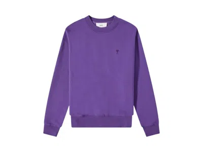 Pre-owned Ami Alexandre Mattiussi Men's Ami Paris Tonal Heart Crew Sweatshirt In Purple