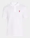 Ami Alexandre Mattiussi White Logo Embroidery Polo Shirt In Green