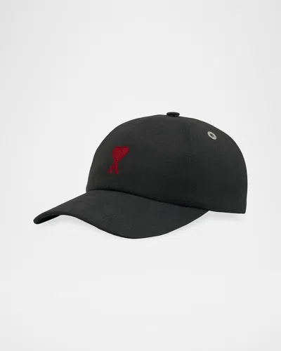 Ami Alexandre Mattiussi Men & Apos;s Ami De Coeur Embroidery Baseball Cap In Black