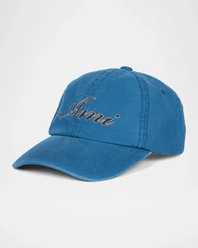 Ami Alexandre Mattiussi Men & Apos;s Ami Embroidery Baseball Cap In Blue
