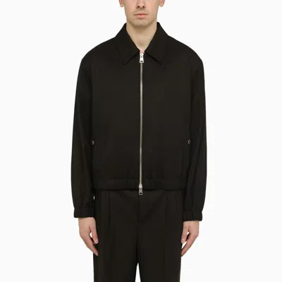 Ami Alexandre Mattiussi Black Wool Jacket With Classic Collar And Metallic Logo For Men