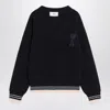 Ami Alexandre Mattiussi Ami Paris Navy Blue Ami De Coeur Sweater Men