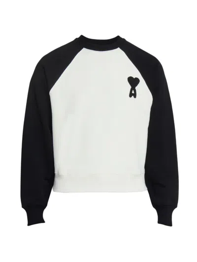 Ami Alexandre Mattiussi Boxy Crochet Ami De Coeur Raglan Sweatshirt In Black