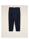 Ami Alexandre Mattiussi Ami Cropped Navy Blue Trousers With Flap And Slash Pockets In Blue