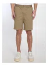 Ami Alexandre Mattiussi Khaki Cotton Elasticated Waist Shorts In Green