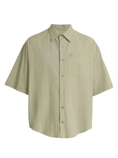 Ami Alexandre Mattiussi Men's Cotton Boxy-fit Shirt In Sage