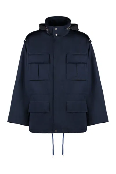 Ami Alexandre Mattiussi Ami Paris Cotton Canvas Mini-parka In Blue