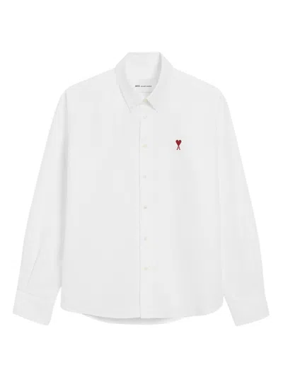 Ami Alexandre Mattiussi Classic Long Sleeve Shirt Button Down Collar With Embroidered Adc In White