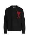 Ami Alexandre Mattiussi Men's Embroidered Wool Sweater In Black