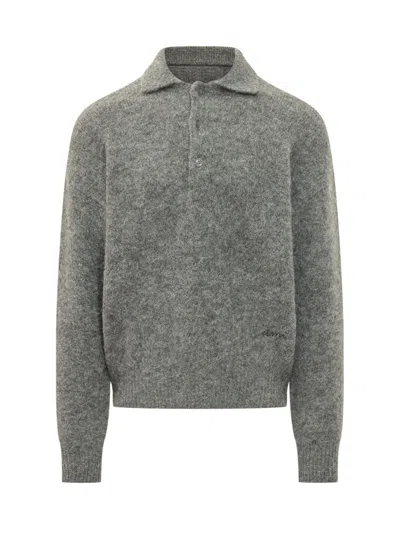 Ami Alexandre Mattiussi Men Grey Regular Polo Sweater In Gray