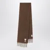 Ami Alexandre Mattiussi Ami Paris Hazelnut Ami Paris De Coeur Scarf In Brown