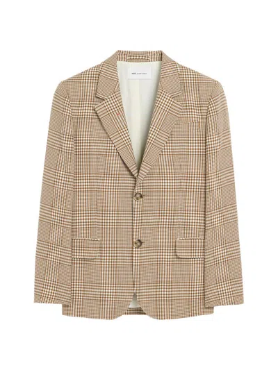 Ami Alexandre Mattiussi Ami Paris Prince Of Wales Plaid Virgin Wool Twill Jacket In Neutral
